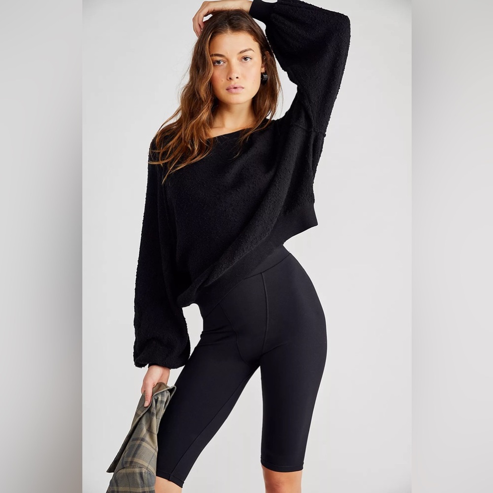 Free People Found My Friend Pullover Oversized Cropped Textured Stretch Winter